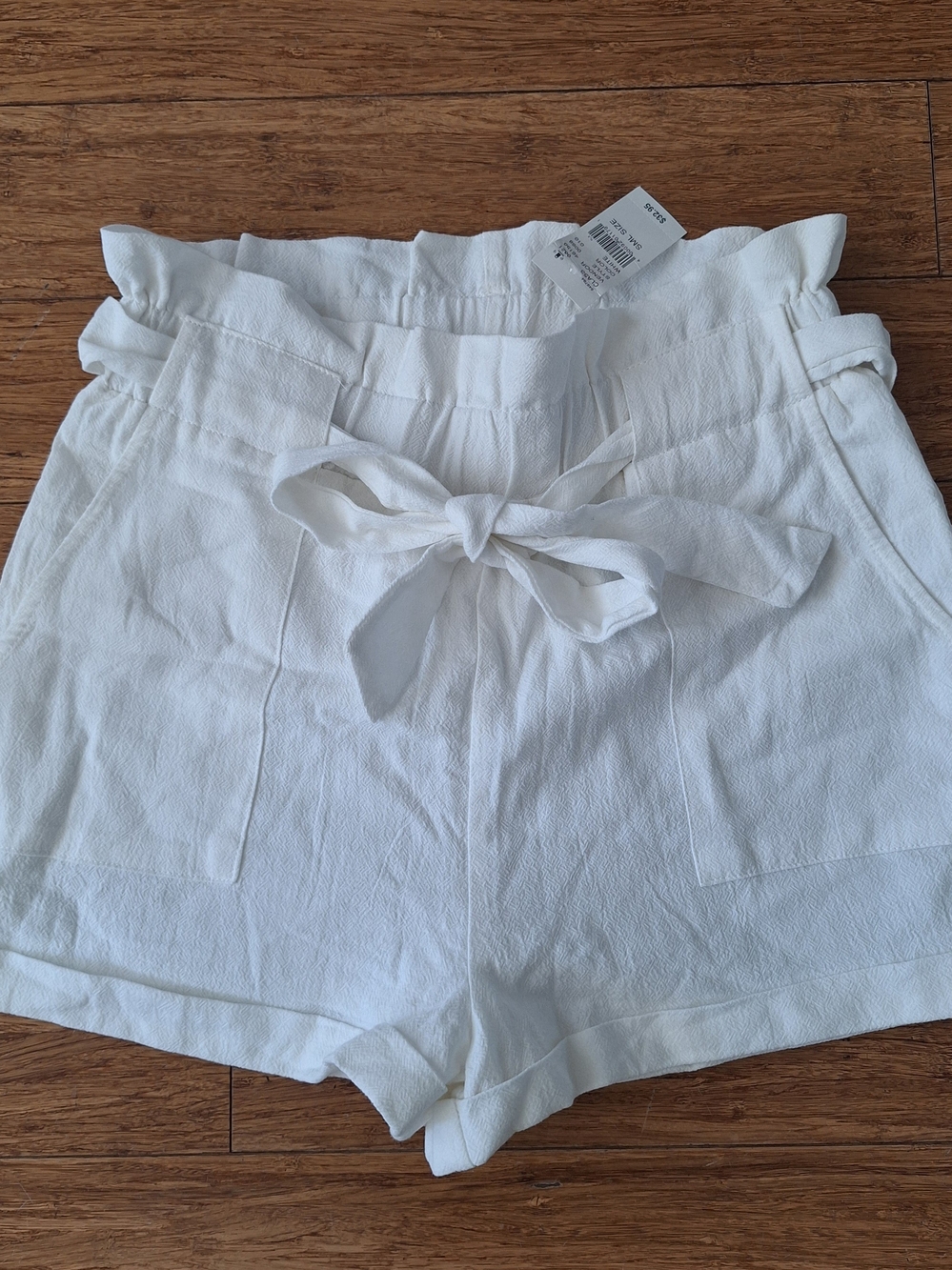 PacSun White Paperbag Tie-Front High Waist Shorts